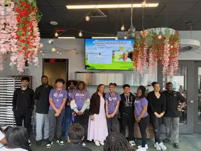 Surrattsville High School winning team with teachers and judges